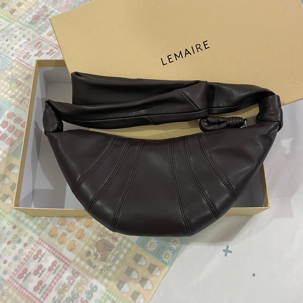 Lemaire Dark Brown Leather Crescent Shoulder Bag